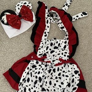 Dalmatian-Inspired Kids Costume with Red Accents